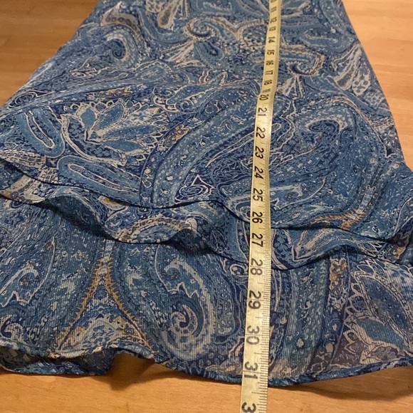 Emma James blue paisley, asymmetrical, ruffle hem skirt, women’s size 14 - Picture 8 of 9